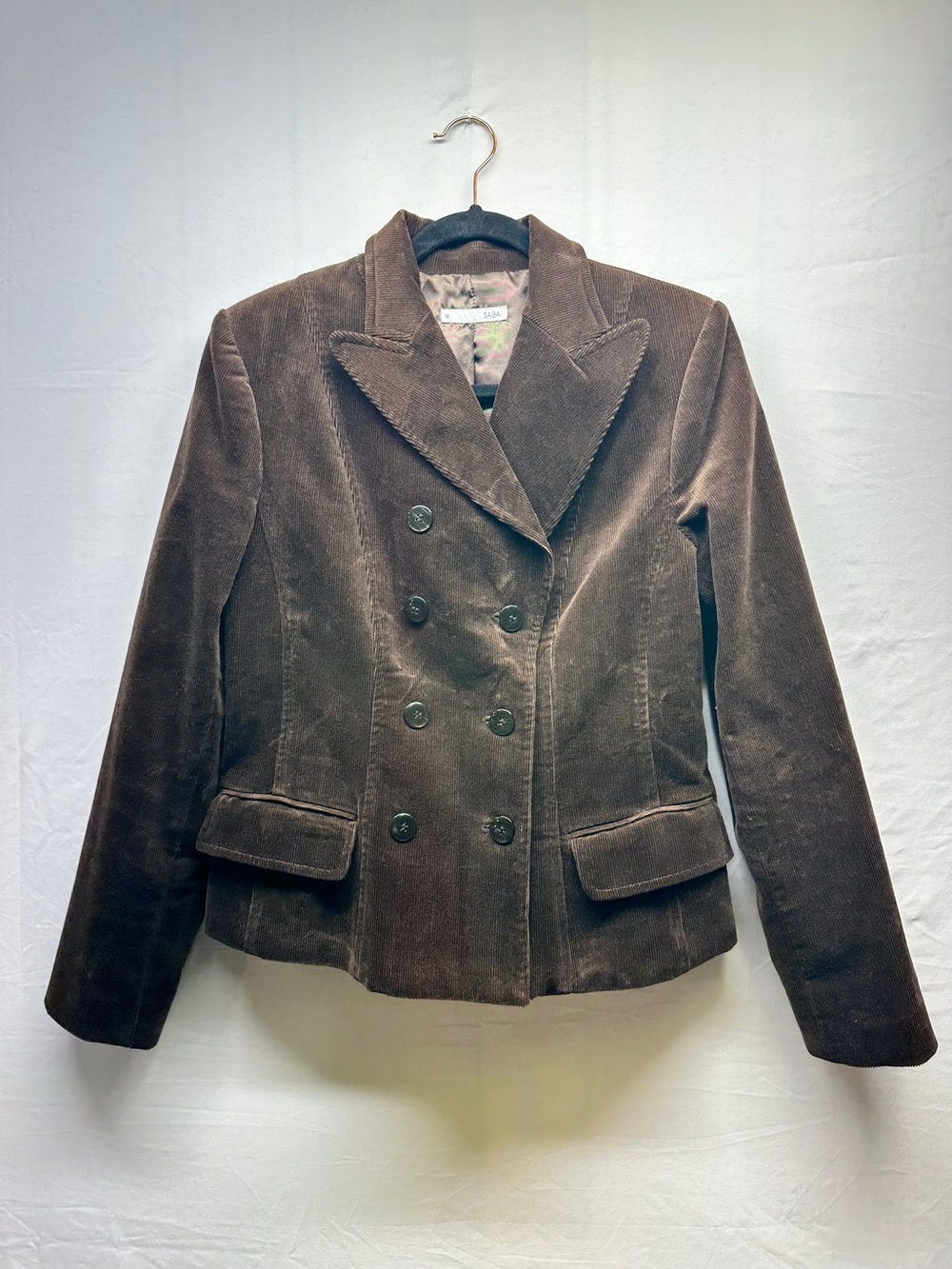Brown Wool Corduroy Double-Breasted Blazer Jacket